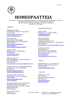 HOMEOPAATTEJA - Suomen Homeopaatit ry