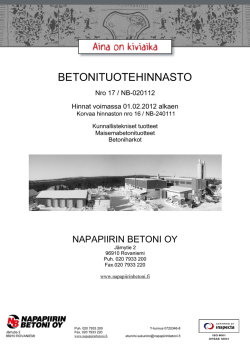 BETONITUOTEHINNASTO - Napapiirin Betoni Oy