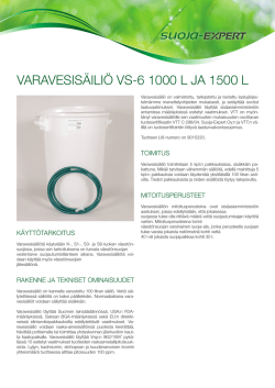 VARAVESISÄILIÖ VS-6 1000 L JA 1500 L - Suoja