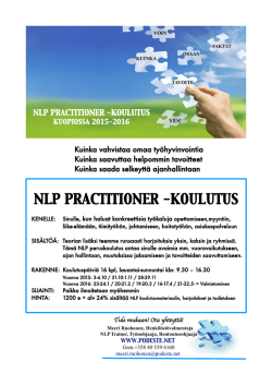 KUOPIO NLP Practitioner 2015-2016 - Podeste