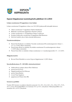 Espoon hiippakunnan tuomiokapitulin päätökset 13.1.2015