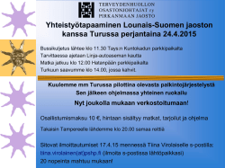 Pirkanmaan ja Lounais-Suomen yhteistyötapaaminen Turussa 24.4