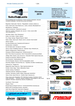 Hinnasto 2015 - SukellusLuola.com