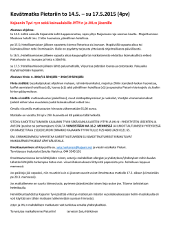 Kevätmatka Pietariin to 14.5. – su 17.5.2015 (4pv)