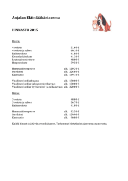 Hinnasto - Anjalan Eläinlääkäriasema