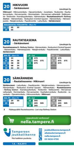 Linja 20 - Tampereen joukkoliikenne