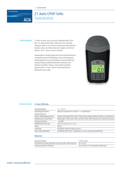 Z1 Auto CPAP –laite - Tuotetiedote