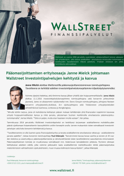 Janne Mielck johtamaan Wallstreet Investointipalveluja!