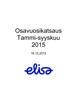 Elisan tammi-syyskuun osavuosikatsaus 2015