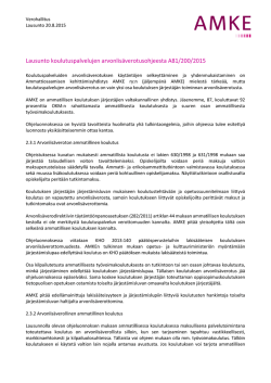 Lausunto koulutuspalvelujen arvonlisäverotusohjeesta A81/200/2015