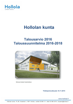 Hollolan kunta Talousarvio vuodelle 2016 ja