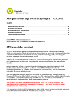 ARVI-järjestelmän ohje arvioinnin syöttäjälle 13.4 - TE