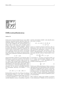 Differentiaalilaskentaa - Matematiikkalehti Solmu
