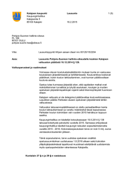 Lausunto Pohjois-Suomen hallinto-oikeudelle koskien