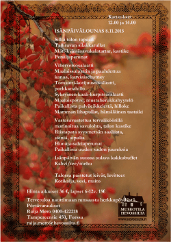 Isänpäivälounas menu 2015