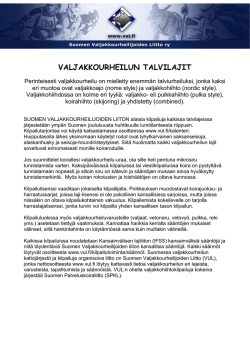 valjakkourheilun talvilajit - Suomen Valjakkourheilijoiden liitto ry