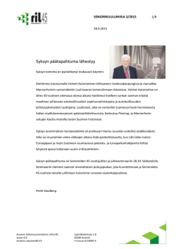Seniorikuulumisia 3/2015 - Suomen Rakennusinsinöörien Liitto RIL