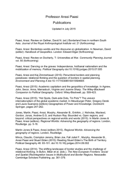 Professori Paasi_Julkaisut Publications 7 2015