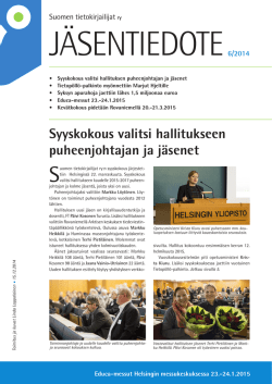 Jäsentiedote 6/2014 - Suomen tietokirjailijat ry