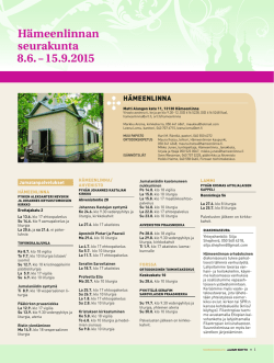 Hämeenlinnan seurakunta 8.6. – 15.9.2015