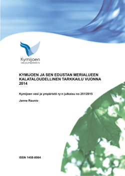 kymijoen ja sen edustan merialueen kalataloudellinen tarkkailu