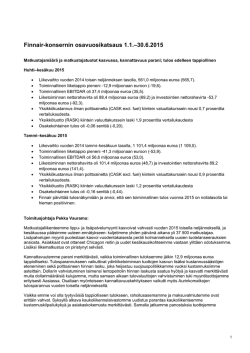 Finnair-konsernin osavuosikatsaus 1.1.–30.6.2015