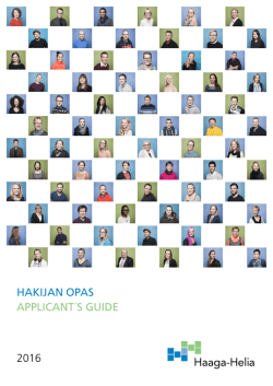 HAKIJAN OPAS APPLICANT´S GUIDE 2016 - Haaga