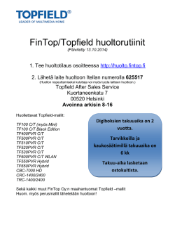 FinTop/Topfield huoltorutiinit