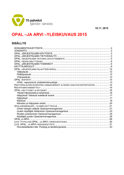 OPAL –JA ARVI –YLEISKUVAUS 2015 - TE
