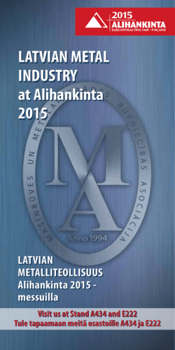 LATVIAN METAL INDUSTRY at Alihankinta 2015 LATVIAN