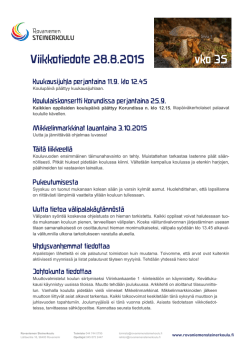 Viikkotiedote 04.09.2015 - Rovaniemen Steinerkoulu