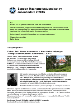 Jäsentiedote 2/2015 - Tapiolan Reserviupseerit ry