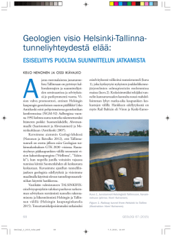 Geologien visio Helsinki-Tallinna- tunneliyhteydestä elää: