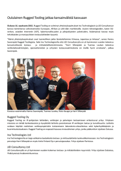 Oululainen Rugged Tooling jatkaa kansainvälistä kasvuaan
