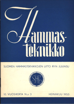 HT 3 1953 - Suomen Hammasteknikkoseura ry