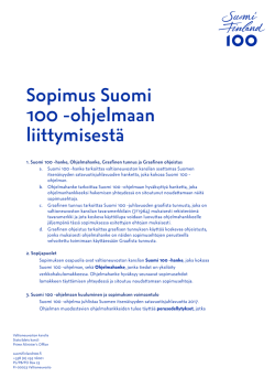 Sopimus Suomi 100 -ohjelmaan liittymisestä