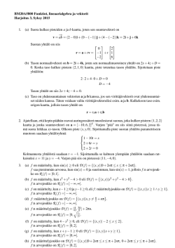 BM20A5800 Funktiot, lineaarialgebra ja vektorit Harjoitus 3, Syksy