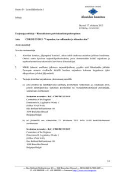 Tarjouspyyntö CDR/DE/33/2015 - Tarjouspyyntökirje