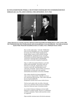 Pekka Mustonen Mikkelkualilla 30.9.1962 - Rääkkylä