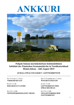 Ankkuri Heinä -ja elokuu 2015 Juli-August - Pohjois