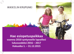 Esiopetus Mikkelissä lukuvuonna 2016-2017 (esite-pdf)