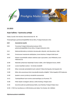 ProAgria Maito valmennus 2015, ohjelma