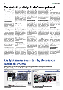 Metsänhoitoyhdistys Etelä-Savon palvelut Käy tykkäämässä uusista