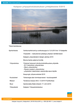 Kalajoen yrityspalvelukeskuksen yrittäjätiedote 5/2015