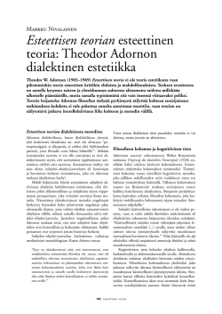 Esteettisen teorian esteettinen teoria: Theodor Adornon
