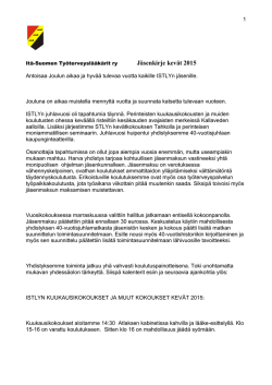 Jäsenkirje kevät 2015 - Suomen Työterveyslääkäriyhdistys ry