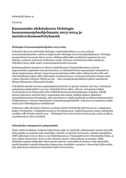 Oulunkylä-Seuran Kannanotto ehdotukseen Helsingin