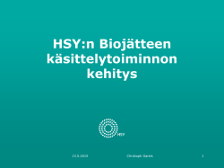 HSY:n biojätteen käsittelytoiminnon kehitys