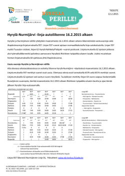 Hyrylä-Nurmijärvi -linja-autoliikenne 16.2.2015 alkaen