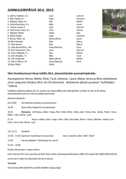 JUNNULEIRIPÄIVÄ 30.6. 2015 - Hessi